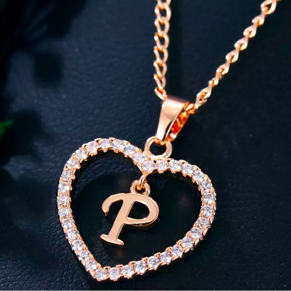 P letter heart necklace